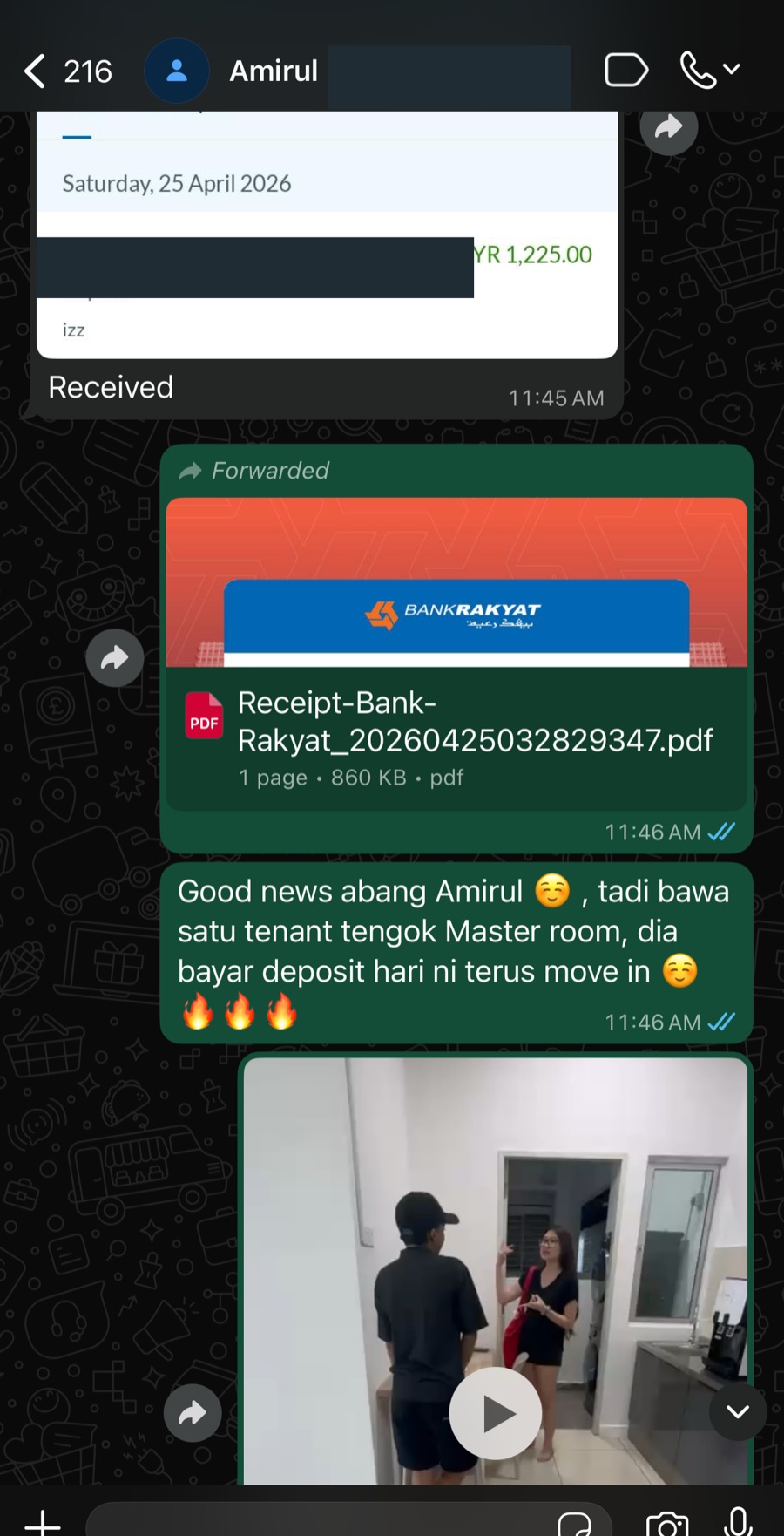 Deposit RM 1,225 confirmed
