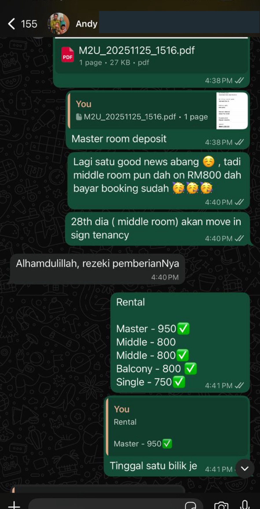 Encik Andy — 5 bilik tenanted
