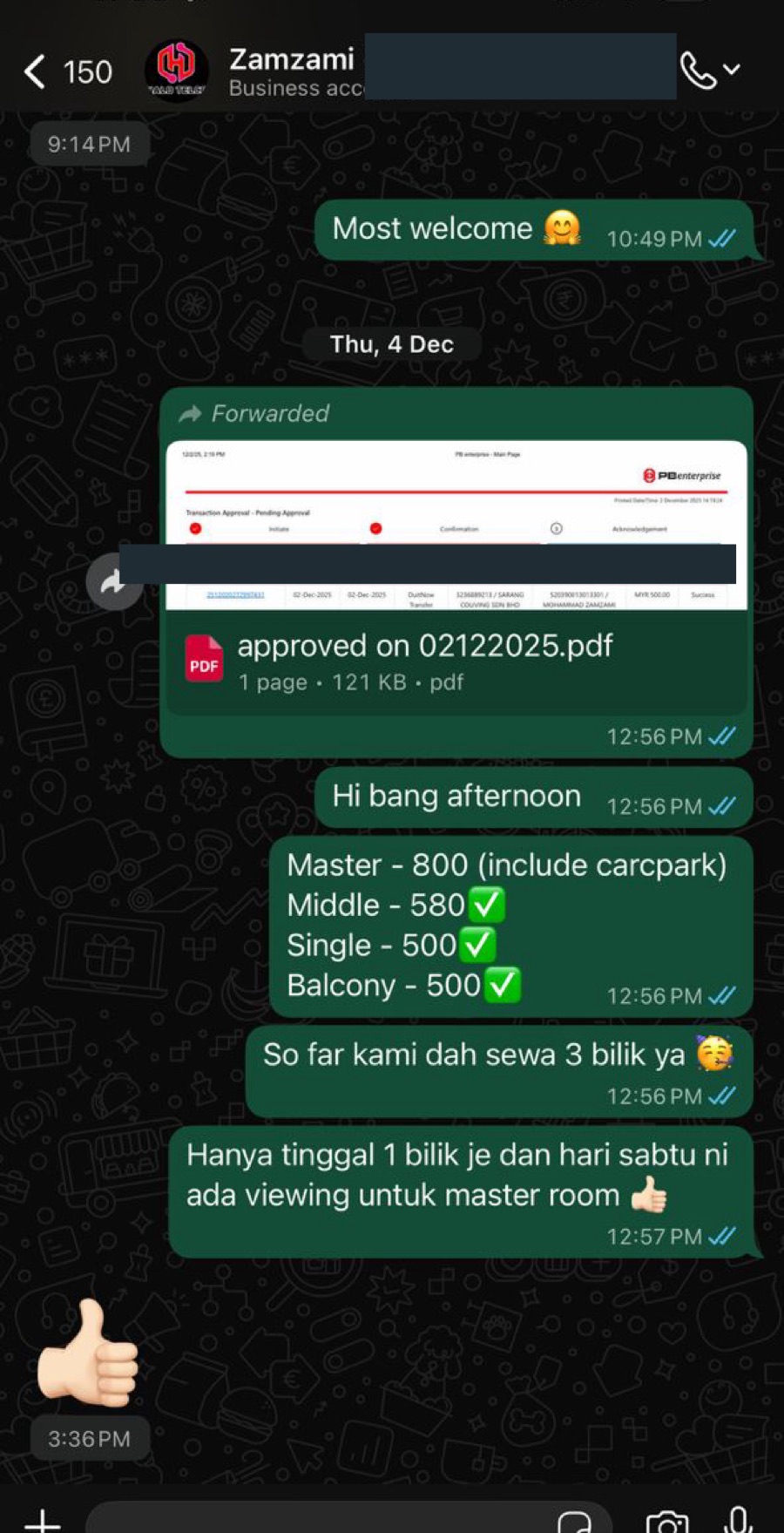 Encik Zamzami — 3 bilik secured